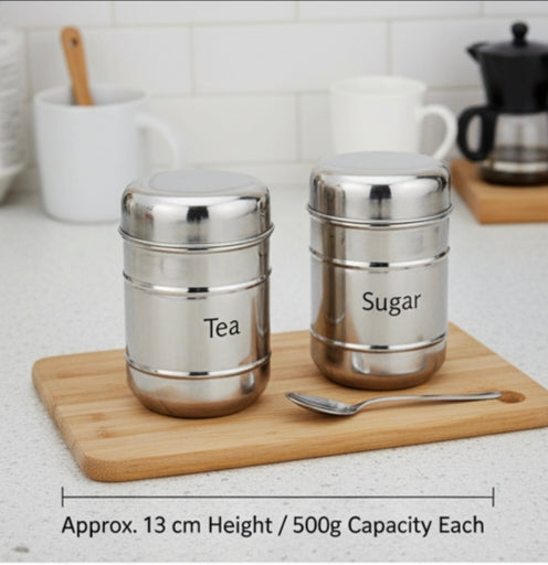 Tea and suger steel dabba for 99 rupiess
